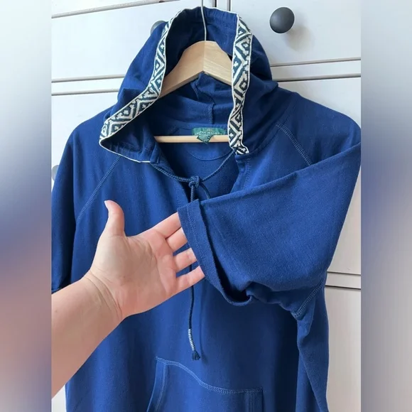 LRL Lauren Jeans‎ Women's Navy Blue Hoodie 100% cotton 1X size Lace V Neck top - Picture 12 of 17